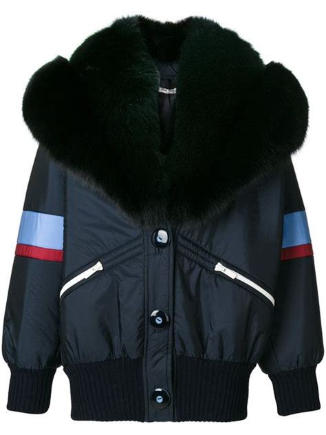 miu miu fur collar bomber|Luxury Women's Coats and Jackets .